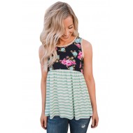 Mint Stripes and Floral Womens Tank